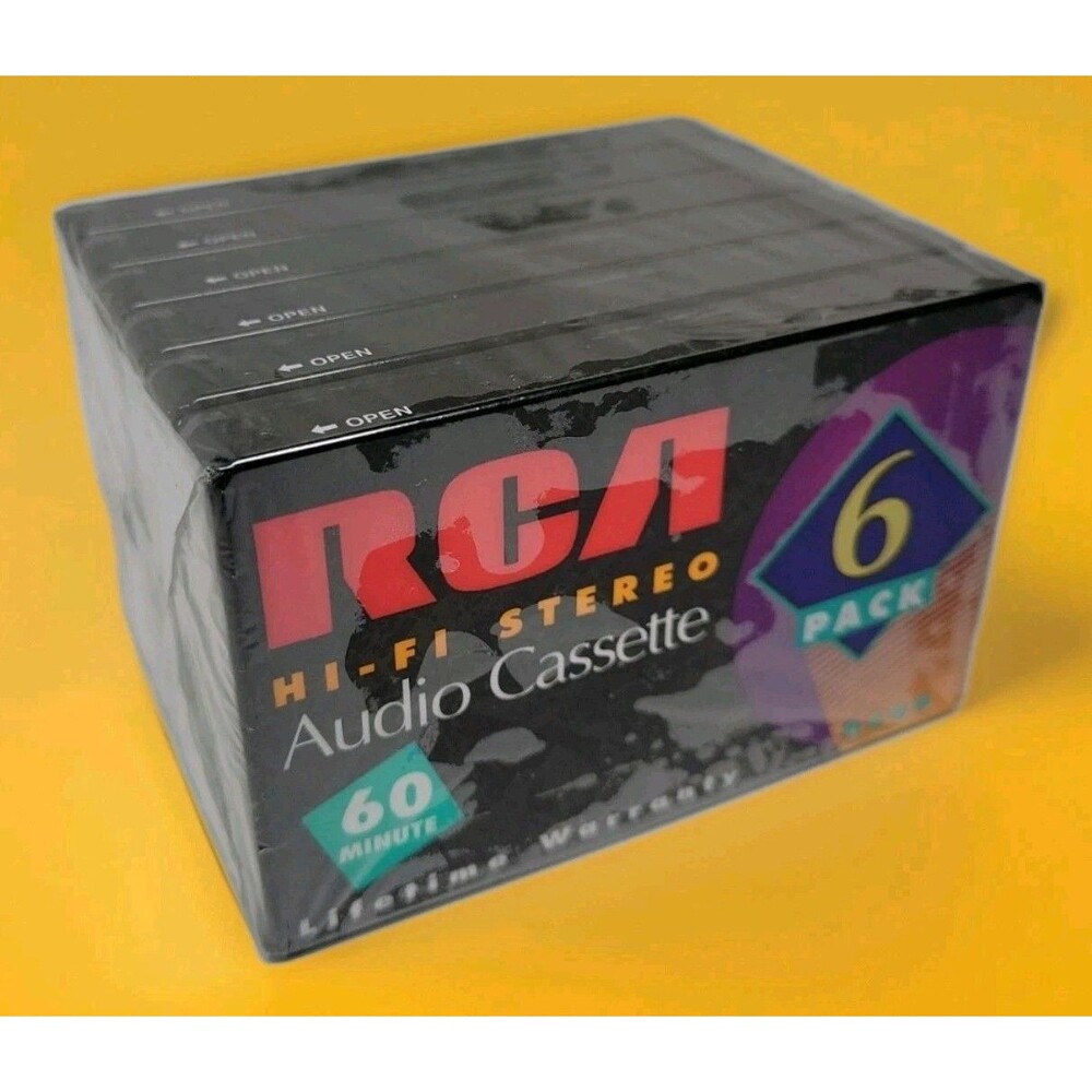 AUDIO CASSETTE TAPES 6 pack sealed RCA 60 MINUTE RC60 HI-FI STEREO